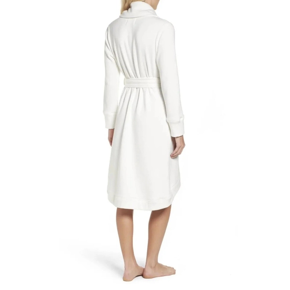 UGG Duffield II Robe Womens M Cream Fleece Kimono Belted Shawl Collar Pockets - Picture 3 of 14